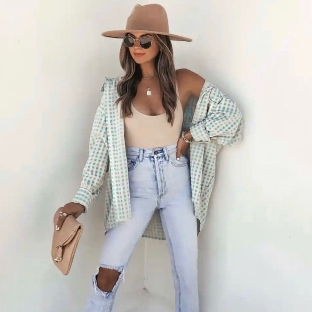 NEW VICI Regan Gingham Button Down Top